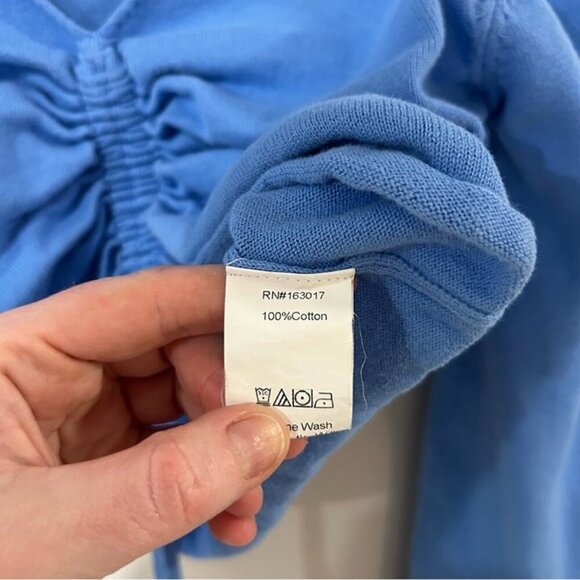 Princess Polly Ada Drawstring Top Blue Ruched Bell Sleeve Blouse Size Medium - Picture 5 of 7